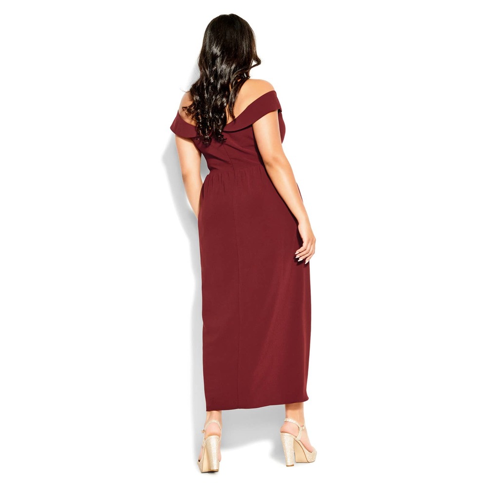 City Chic Off-Shoulder Maxi Dress in Wine - Picture 2 of 12